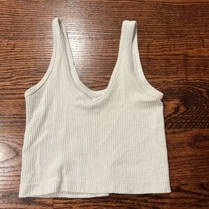 Urban Outfitters Cream Ribbed Crop Tank Top